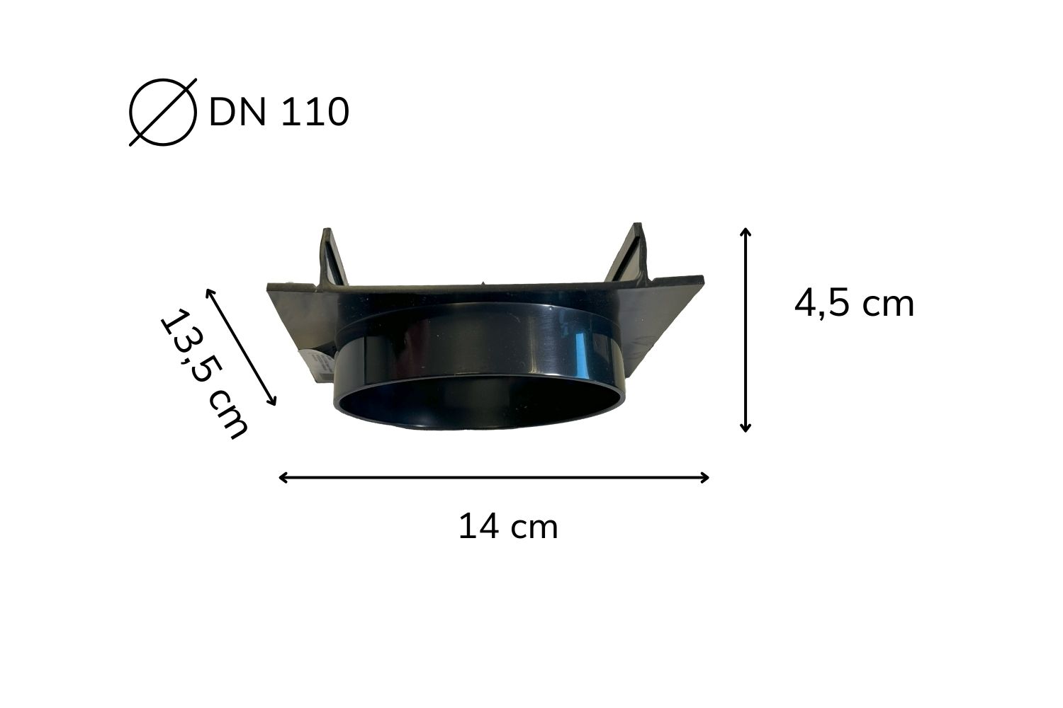 Ablaufkappe für breite Schiene des Entwässerungssystems U-Drain pro vertikal schwarz