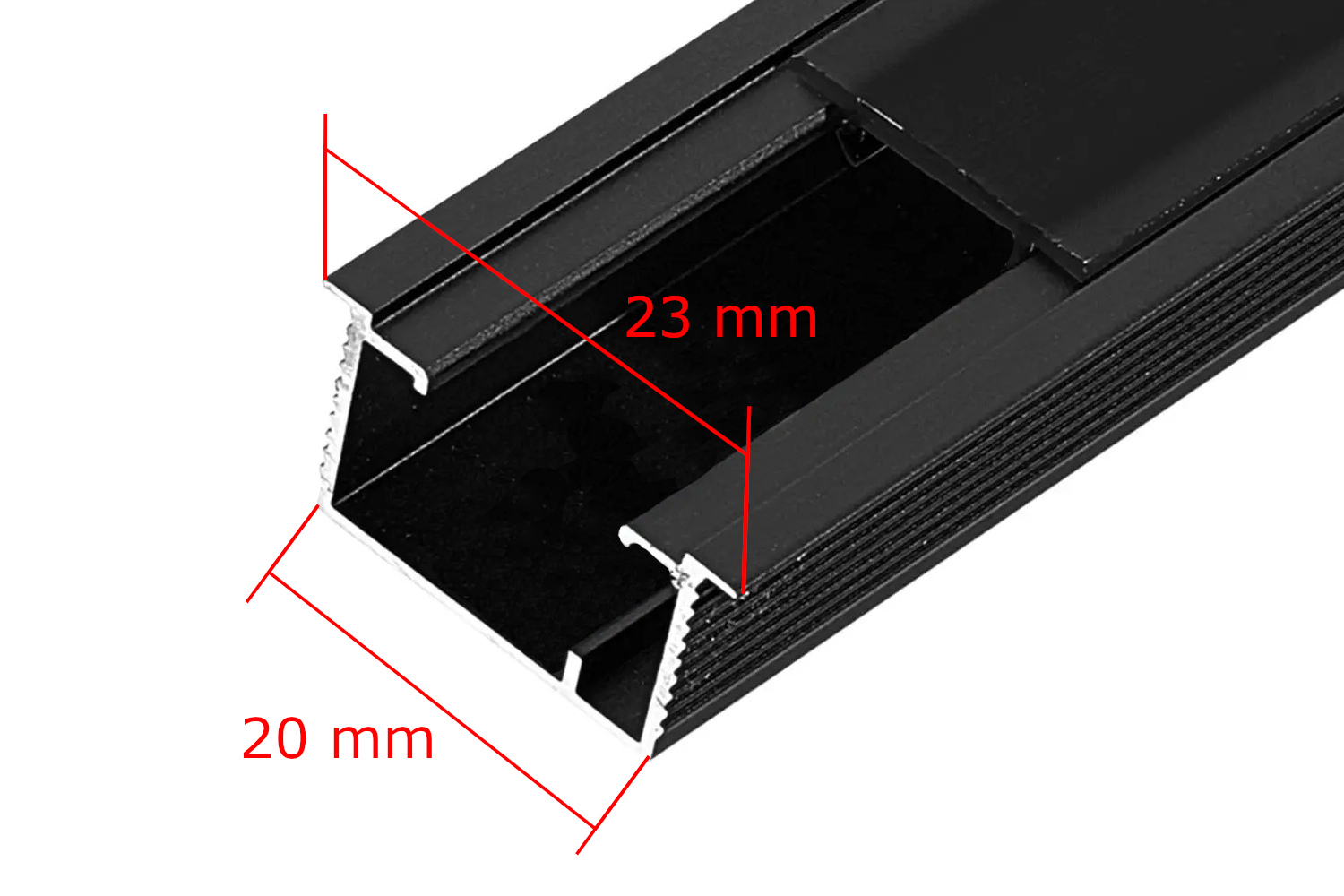 Detail der Maße DURALIS-LED Profilleisten von Dural
