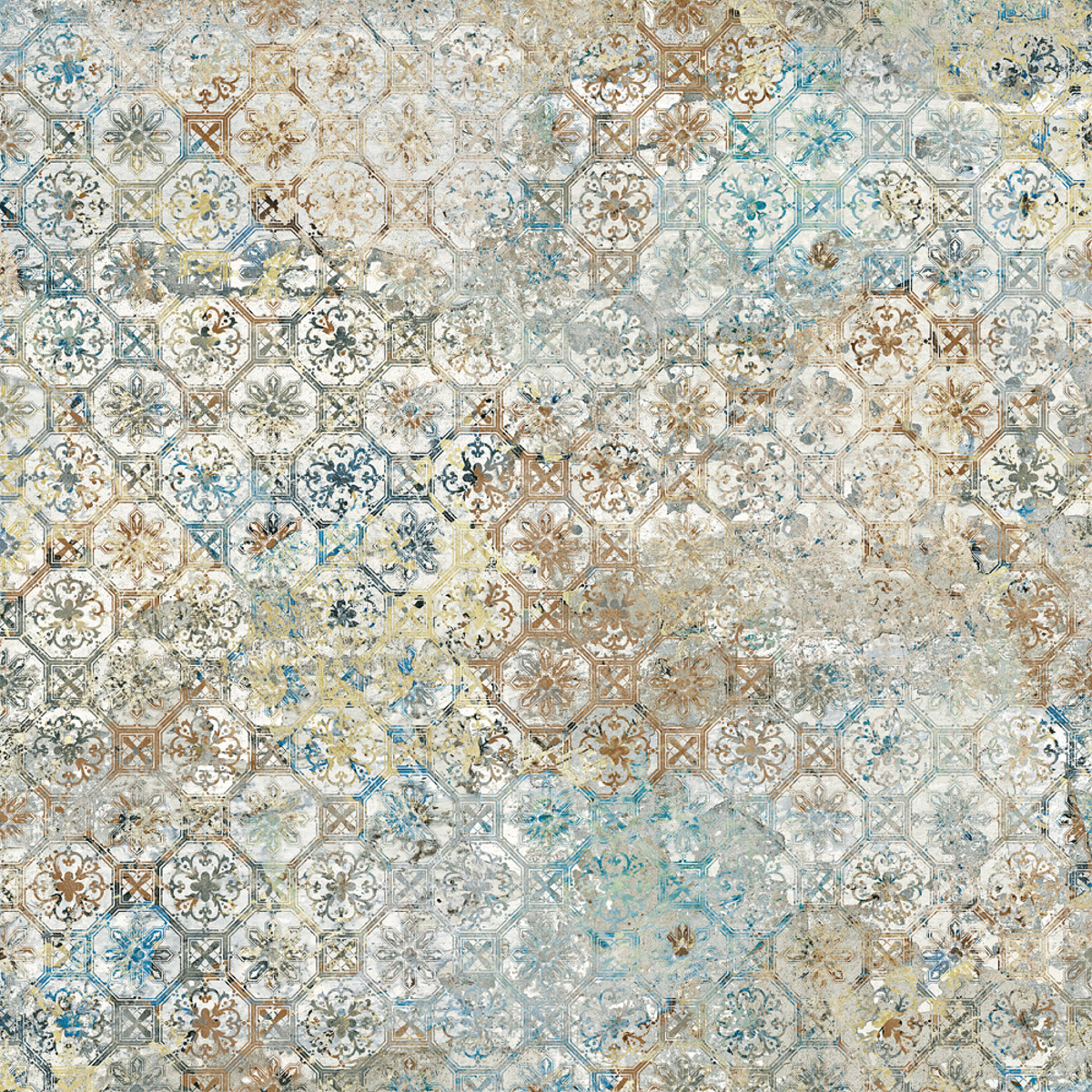 Retro Fliese Vintage Teppichoptik 100x100 cm „Carpet Vestige natural“ Dekorfliese Feinsteinzeug