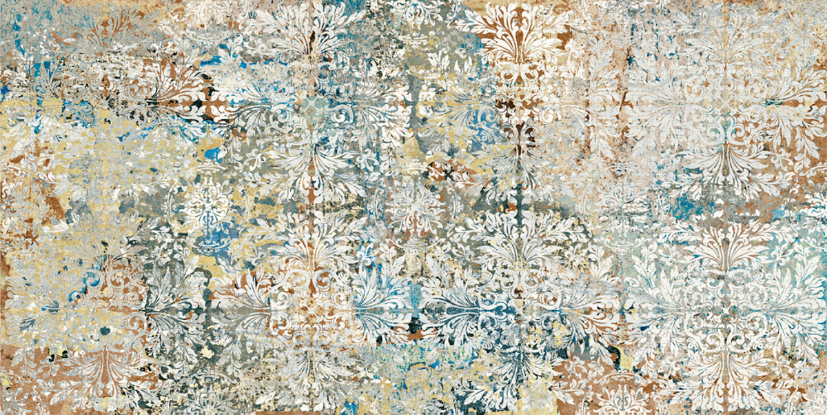 Retro Fliese Vintage Teppichoptik 50x100 cm "Carpet Vestige natural" Dekorfliese Feinsteinzeug