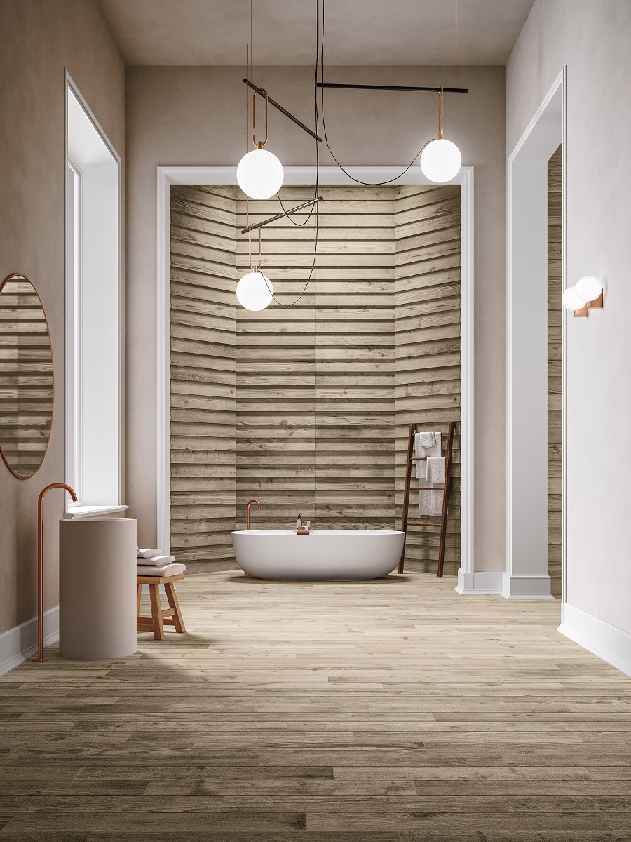 Fliese Holzoptik rustikal hellbraun kalibriert Cortina Natural