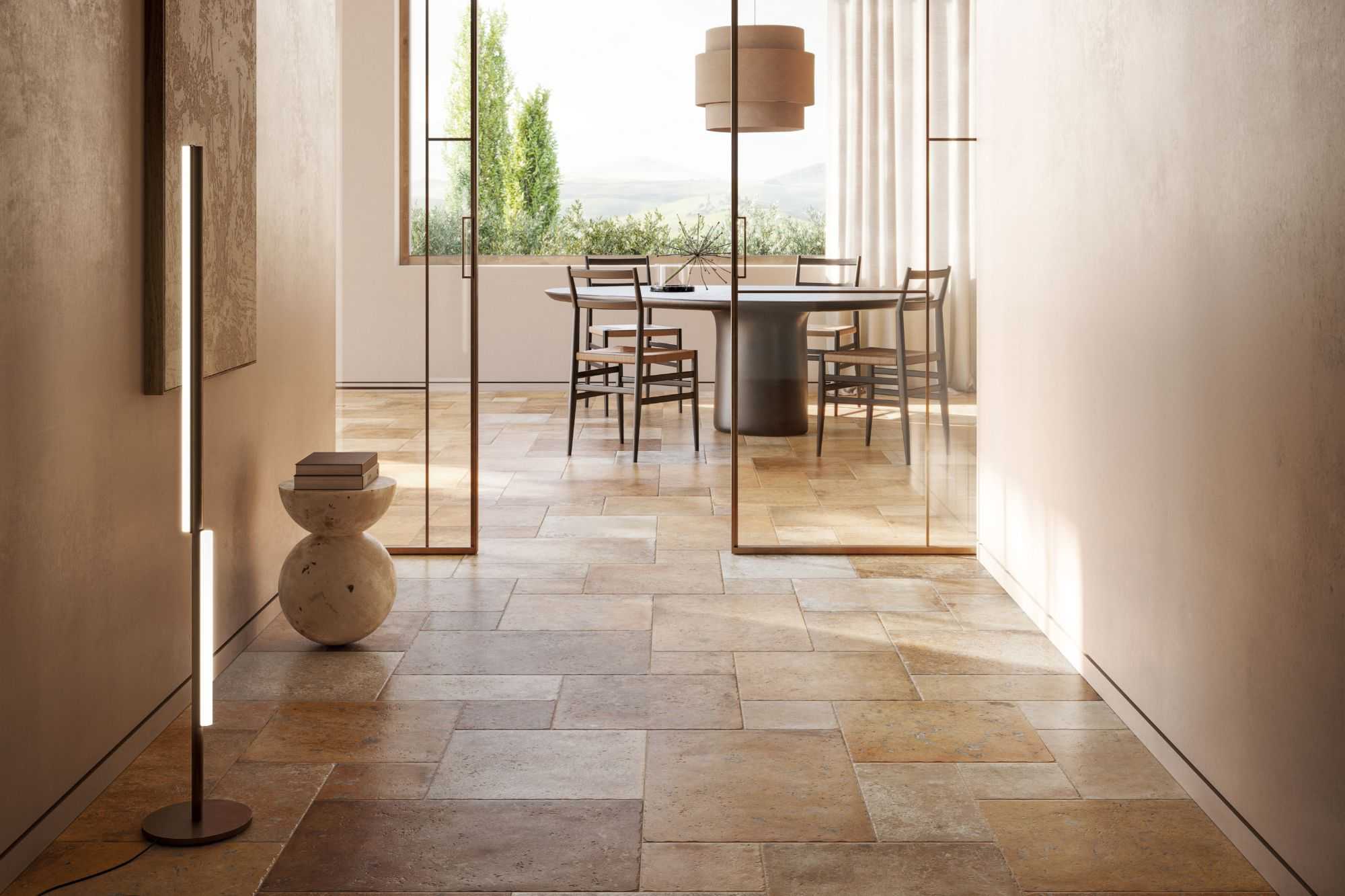 Fliese Römischer Verband Steinoptik Terracotta Multiformat-Modul "Cotto Del Campiano Giallo Umbria"