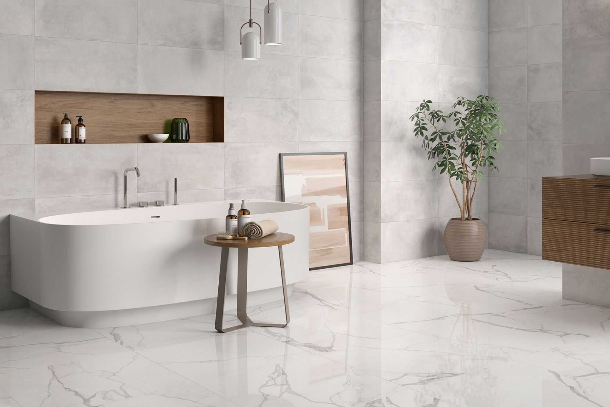 Fliese Betonoptik beige hellgrau 6mm Stärke 60,8x60,8cm "Elio Perla"