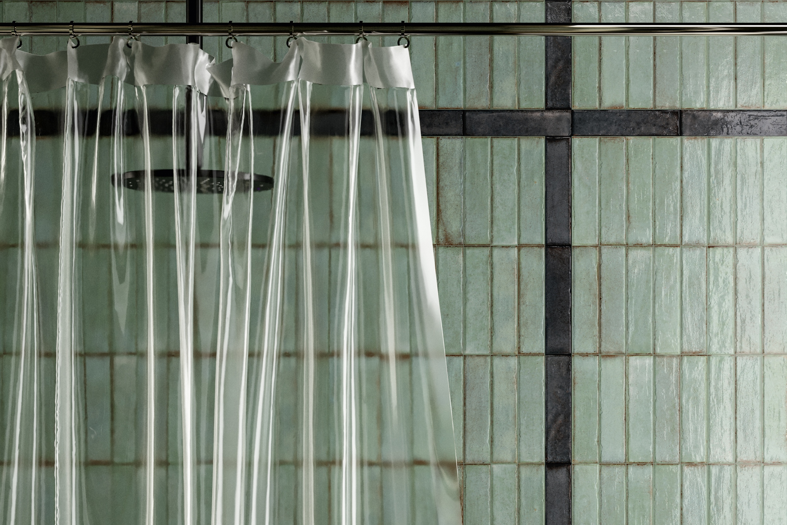 Fliese glasiert unregelmäßige Oberfläche "Tetris Breeze" hellgrün glänzend 5x20 cm