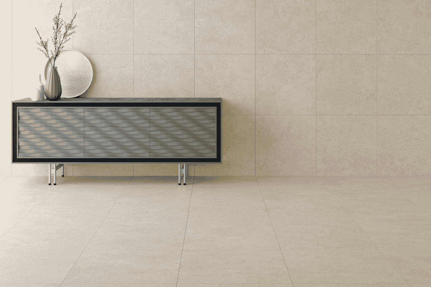 Fliese Steinoptik beige poliert "Babilon Beige" Feinsteinzeug rektifiziert