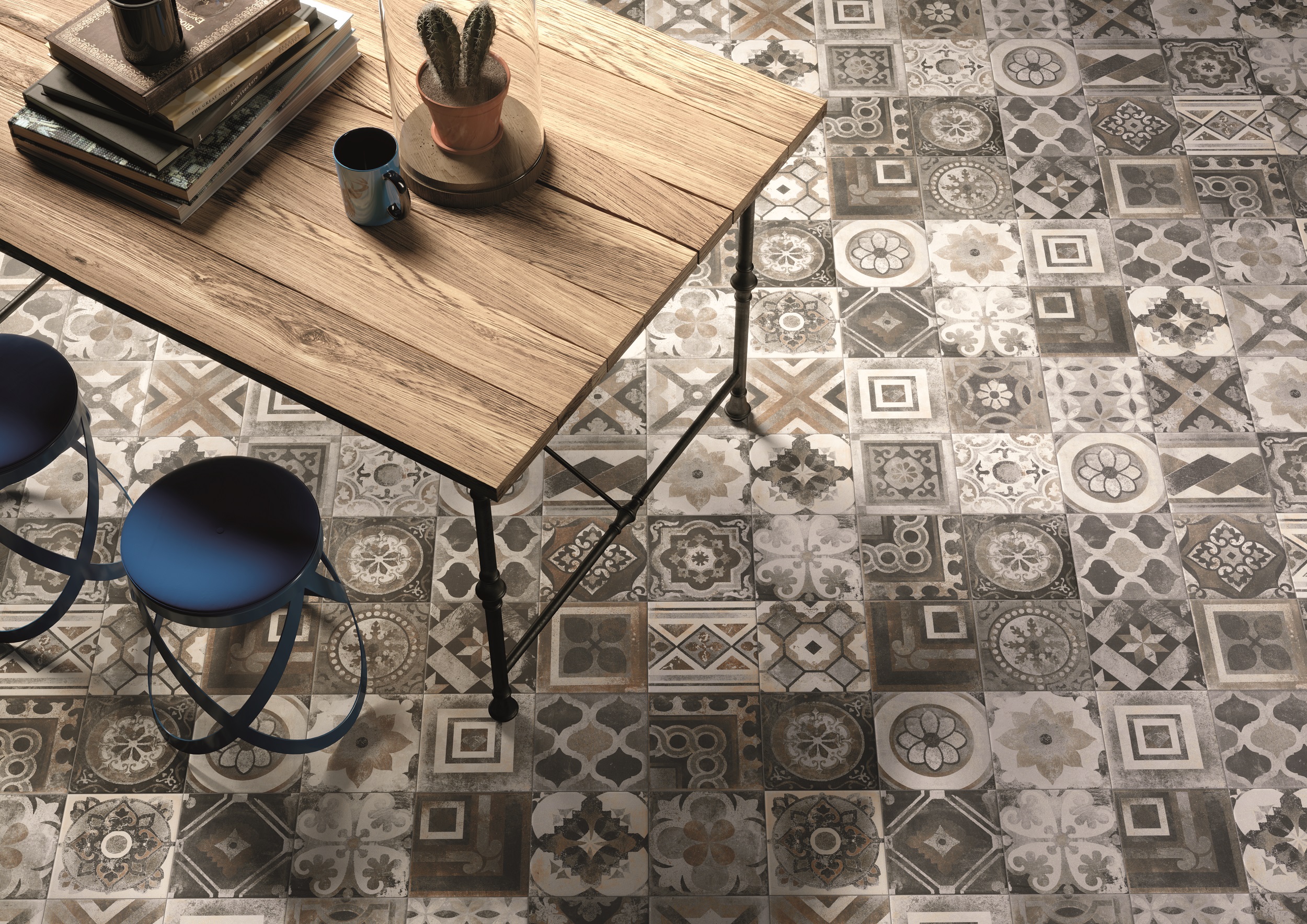 Fliese Dekor Retro Vintage Rustikal Zementfliesen-Optik 20x20 "Miami Mix" CIR bei Fliesen Profi kaufen