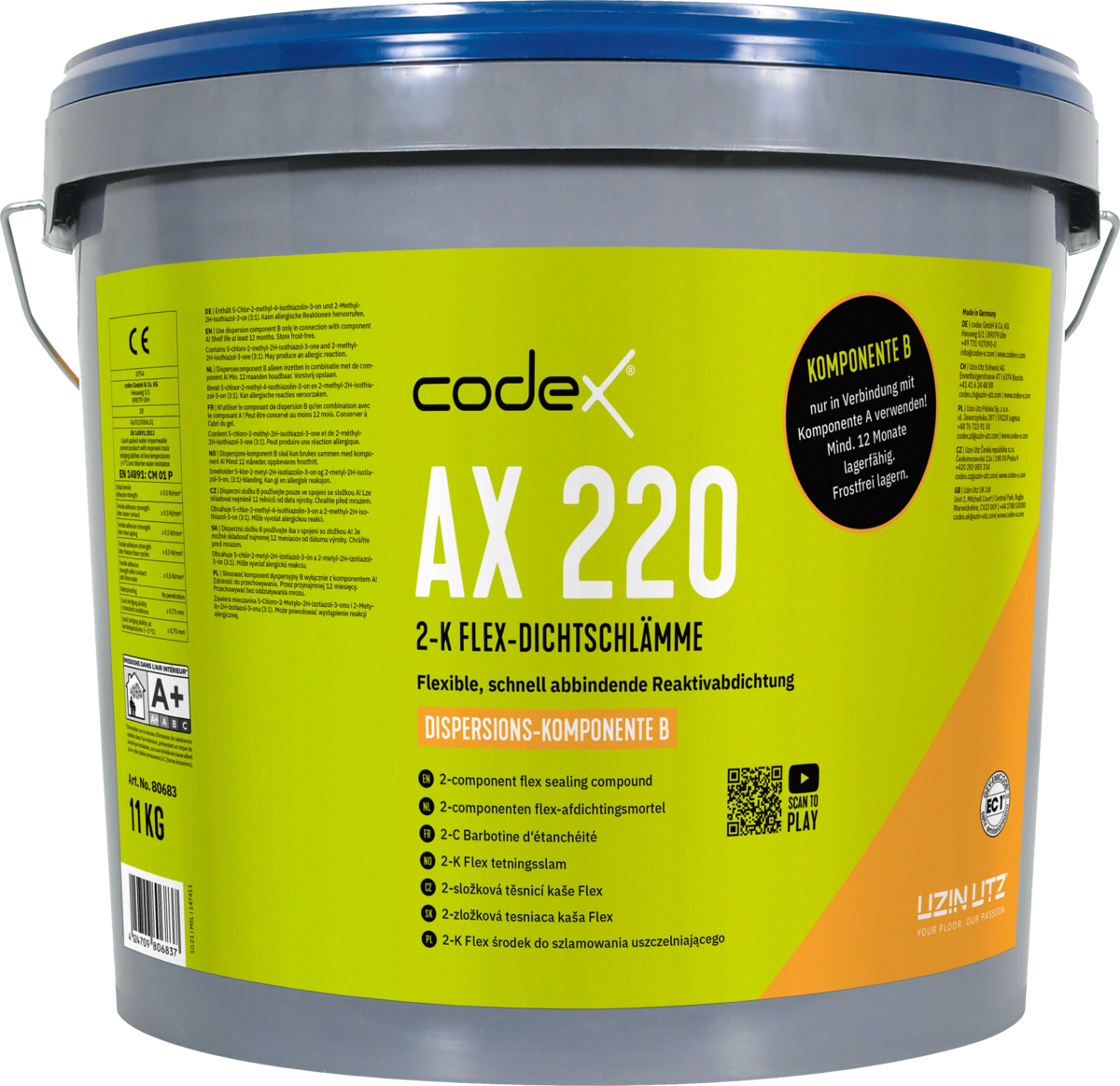 2K Dichtschlämme für Innen & Außen "Codex AX 220" Flex-Dichtungsschlämme flexibel 22 kg