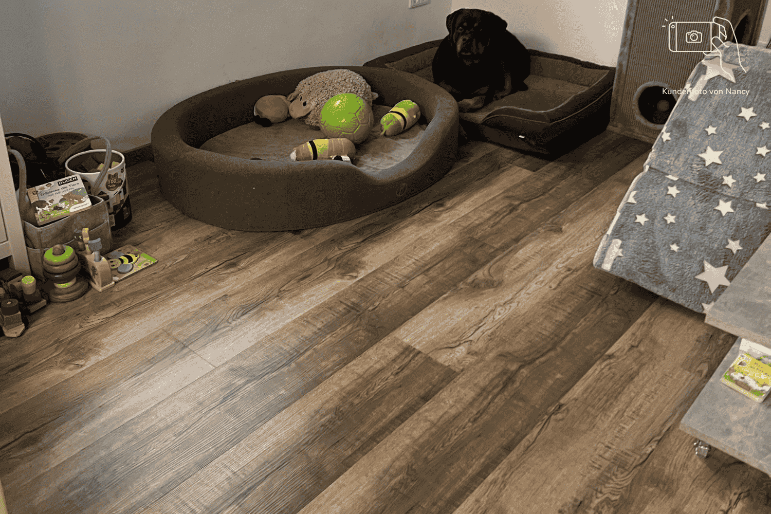 Rigid Klick-Vinyl Holzoptik warme Eiche 152 x 22,8 x 0,5 cm "Rustic Heart Mix XL" Vinylboden mit Trittschalldämmung