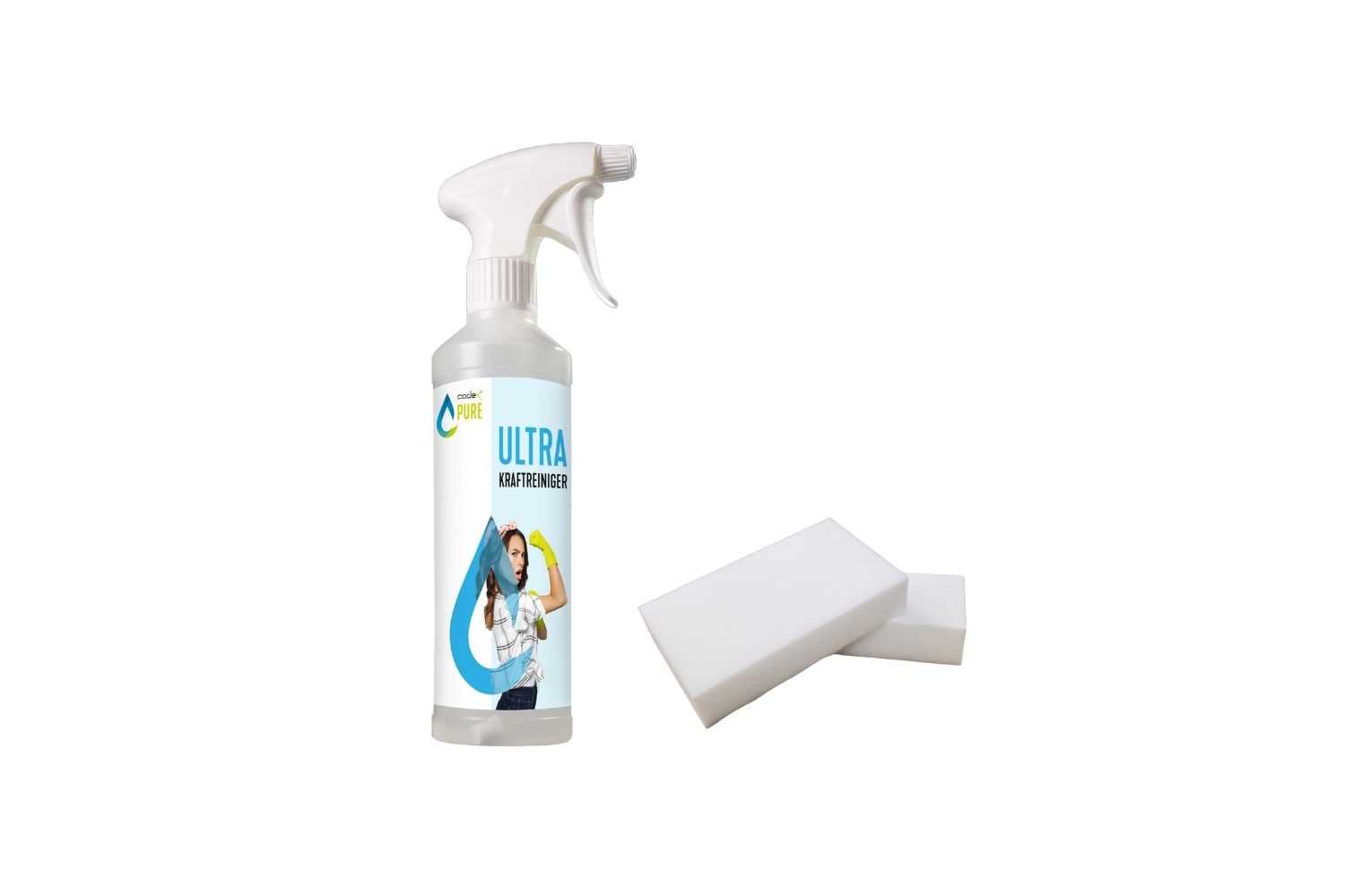 Kraftreiniger für alle abwaschbaren Oberflächen"Pure Ultra" 0,5L inklusive 2 Schmutzradierer