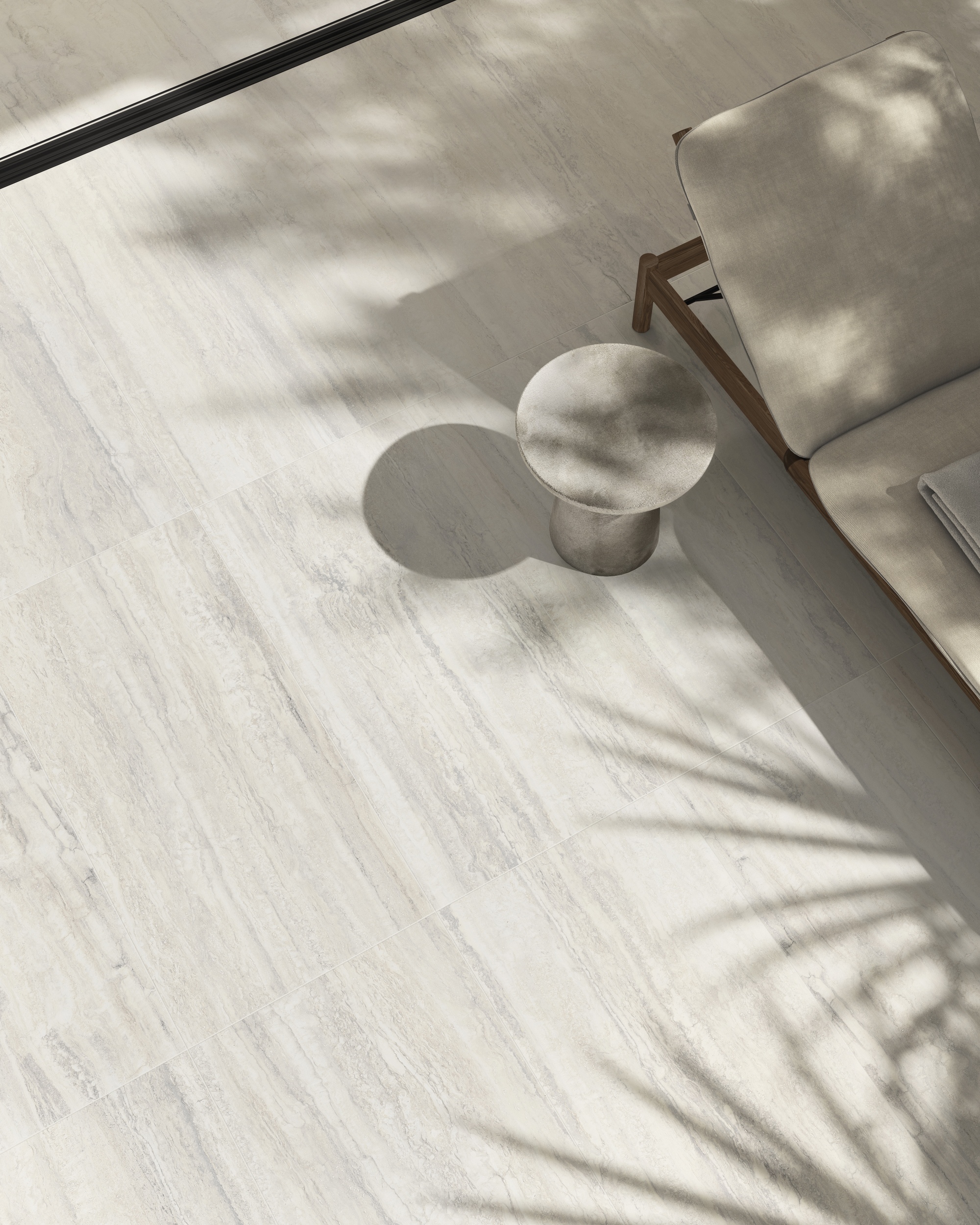 Fliese Travertin-Steinoptik Invictus White cremeweißu matt Sant Agostino Ambiente Bodenfliesen