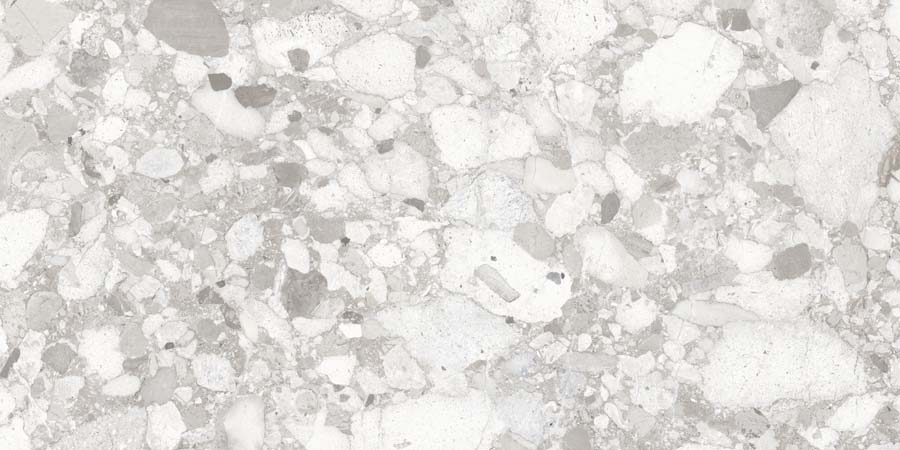 Terrassenplatte Terrazzo-Steinoptik hellgrau 60x120 cm "Venistone Pearl" rektifiziert 2 cm