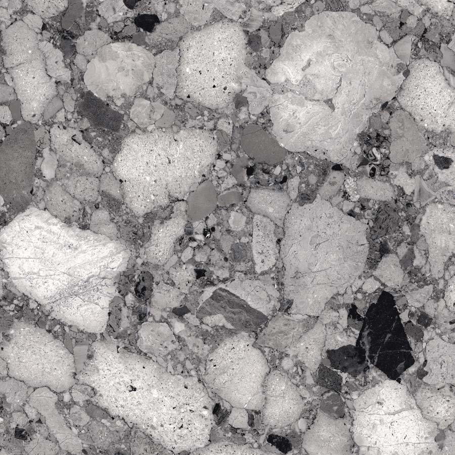 Fliese Terrazzo-Steinoptik dunkelgrau glänzend 60x60 cm "Veni Dark" rektifiziert