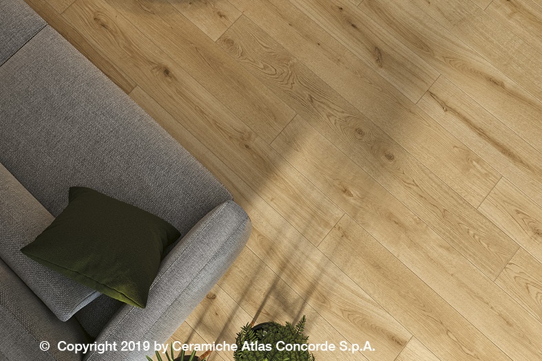 Fliese Holzoptik Eiche hellbraun Exence Almond Atlas Concorde