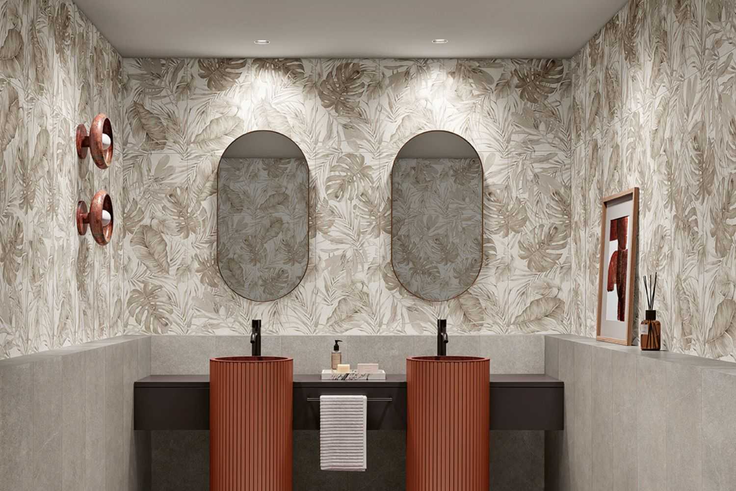 Wandfliese Exotische Pflanzen-Dekor beige "Exotic" 35x100cm