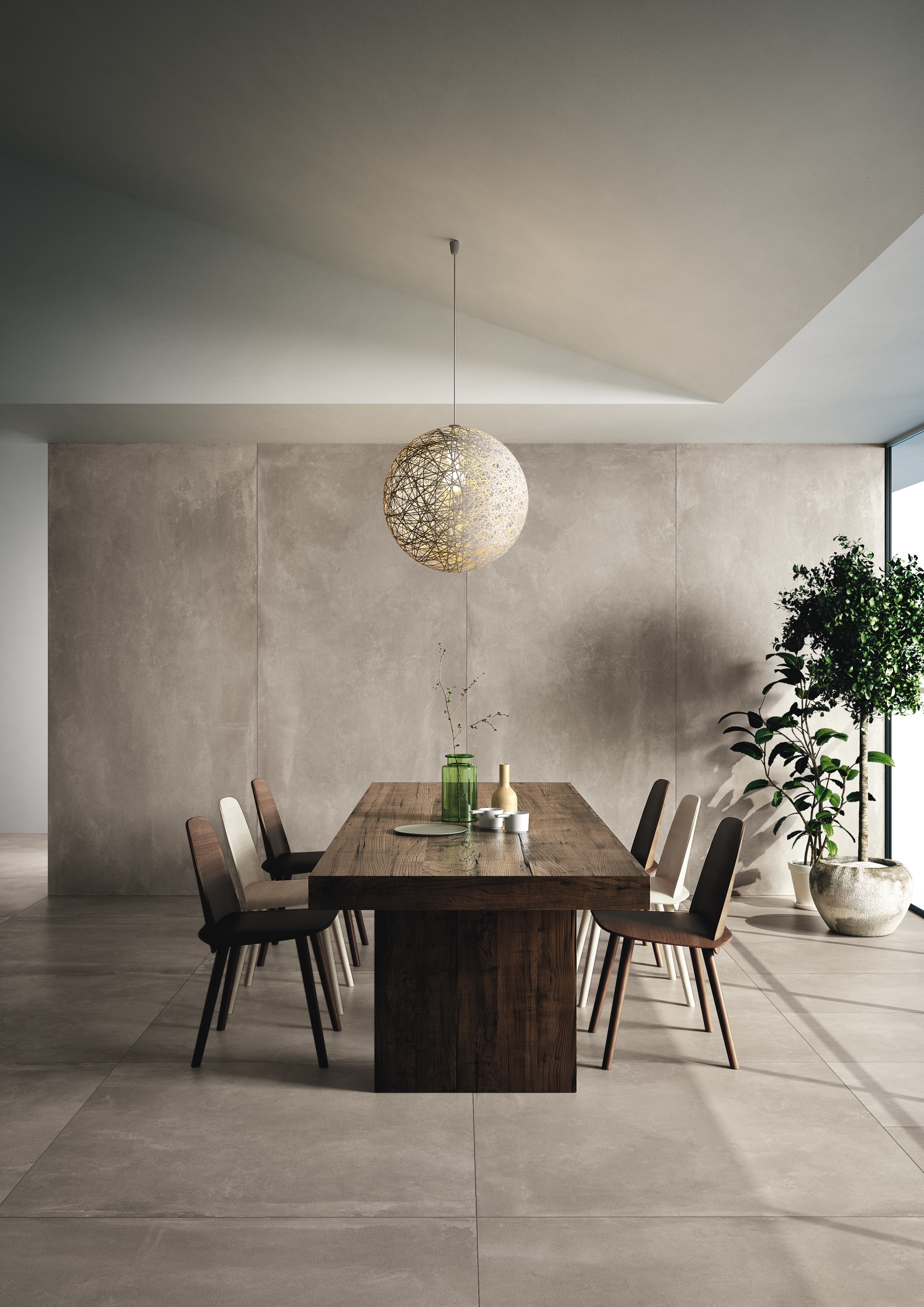 Fliese Betonoptik Imola Azuma Silver Bodenfliesen Wandfliesen dunkles creme grau