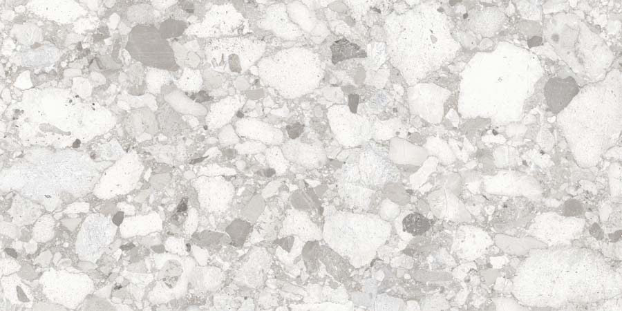 Terrassenplatte Terrazzo-Steinoptik hellgrau 60x120 cm "Venistone Pearl" rektifiziert 2 cm