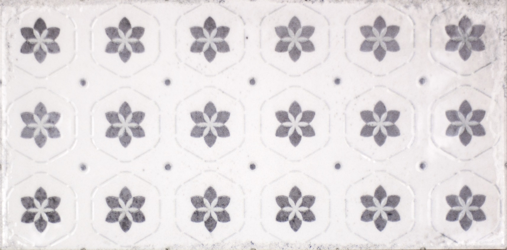 Dekorfliese Mix mediterran Retro Vintage grau glänzend Vita Nebbia Decor Mix Fabresa