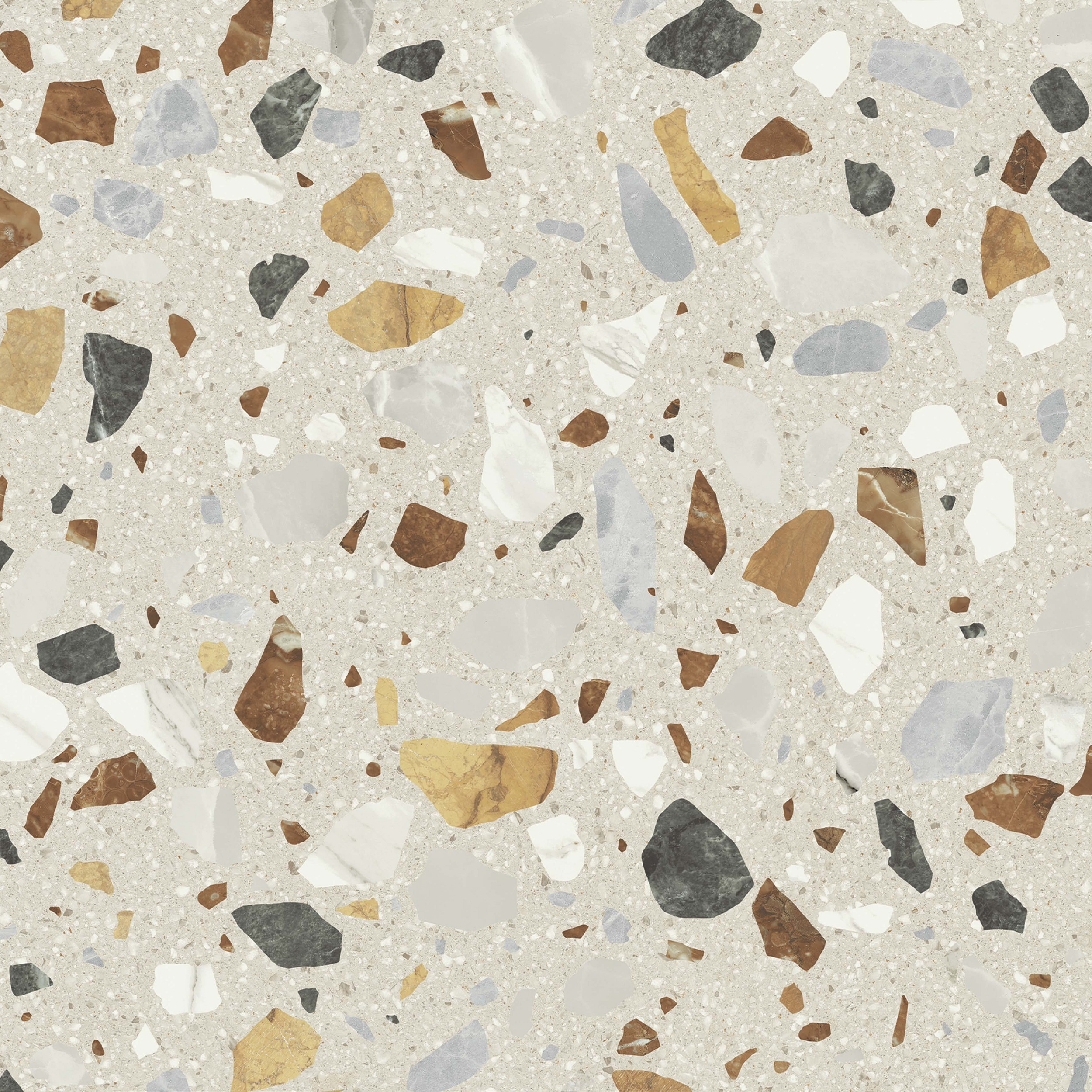 Fliese Terrazzo-Optik Crisp Beige mehrfarbig Bodenfliese Wandfliese matt 60x60 cm