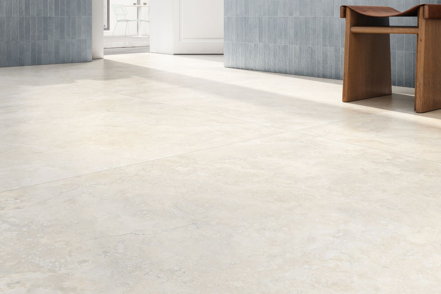 Fliese elegante Travertin-Steinoptik matt "Invictus Cross White" rektifiziert