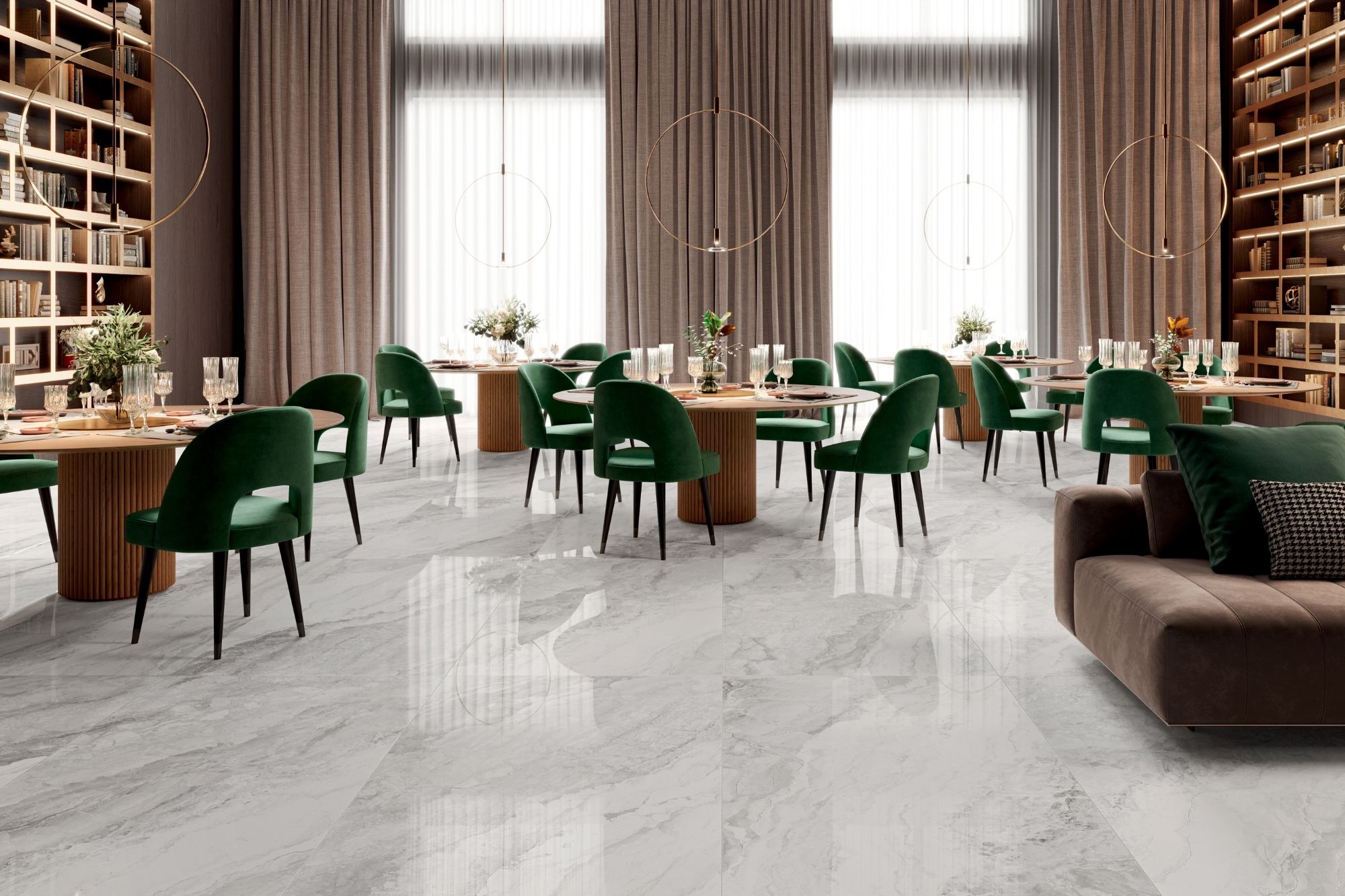 Fliese Marmor-Optik grau marmoriert glänzend Mystic Pearl poliert Sant Agostino