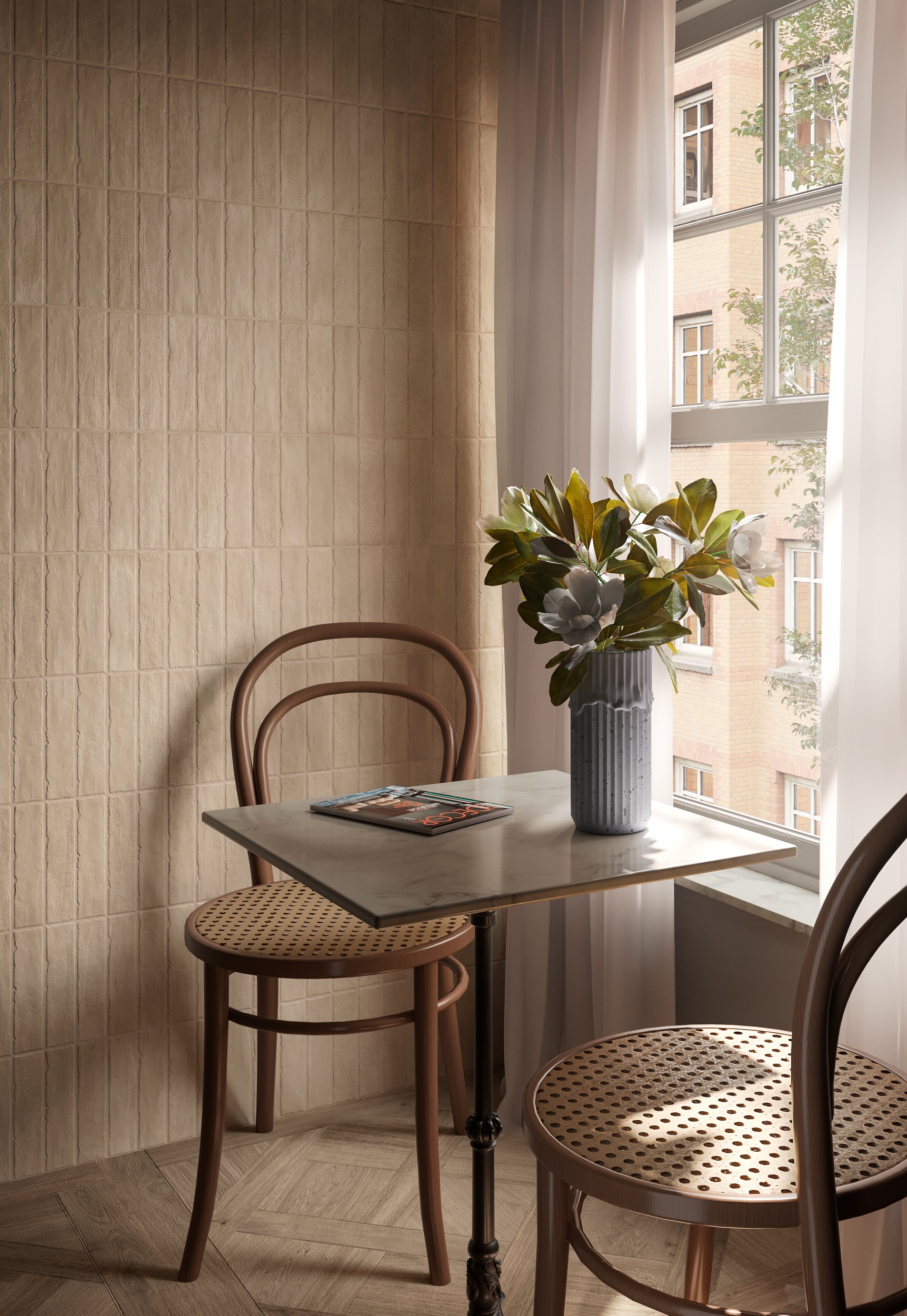 Fliese unregelmäßige Oberfläche 5x20cm "Tetris Ecru" beige matt