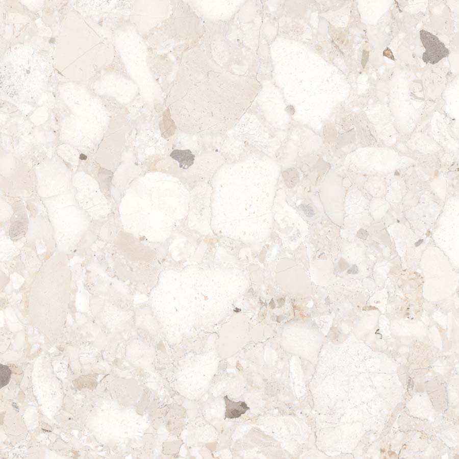Fliese Terrazzo-Steinoptik creme matt 60x60 cm "Veni Ivory" rektifiziert