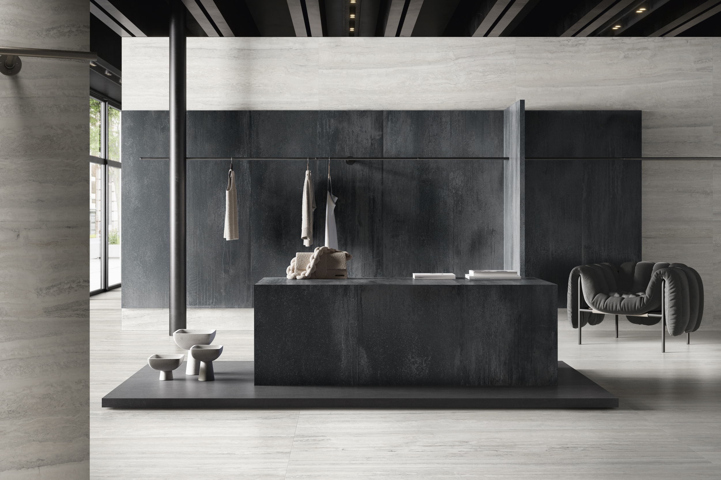 Fliese Travertin-Steinoptik Invictus White cremeweißu matt Sant Agostino Ambiente Bodenfliesen