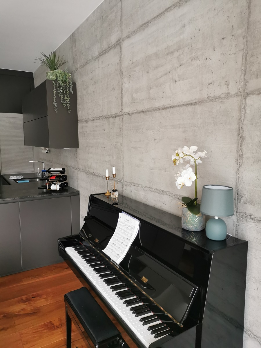 Fliese Sichtbeton Betonoptik Großformat grau zementgrau Form Cement Sant Agostino