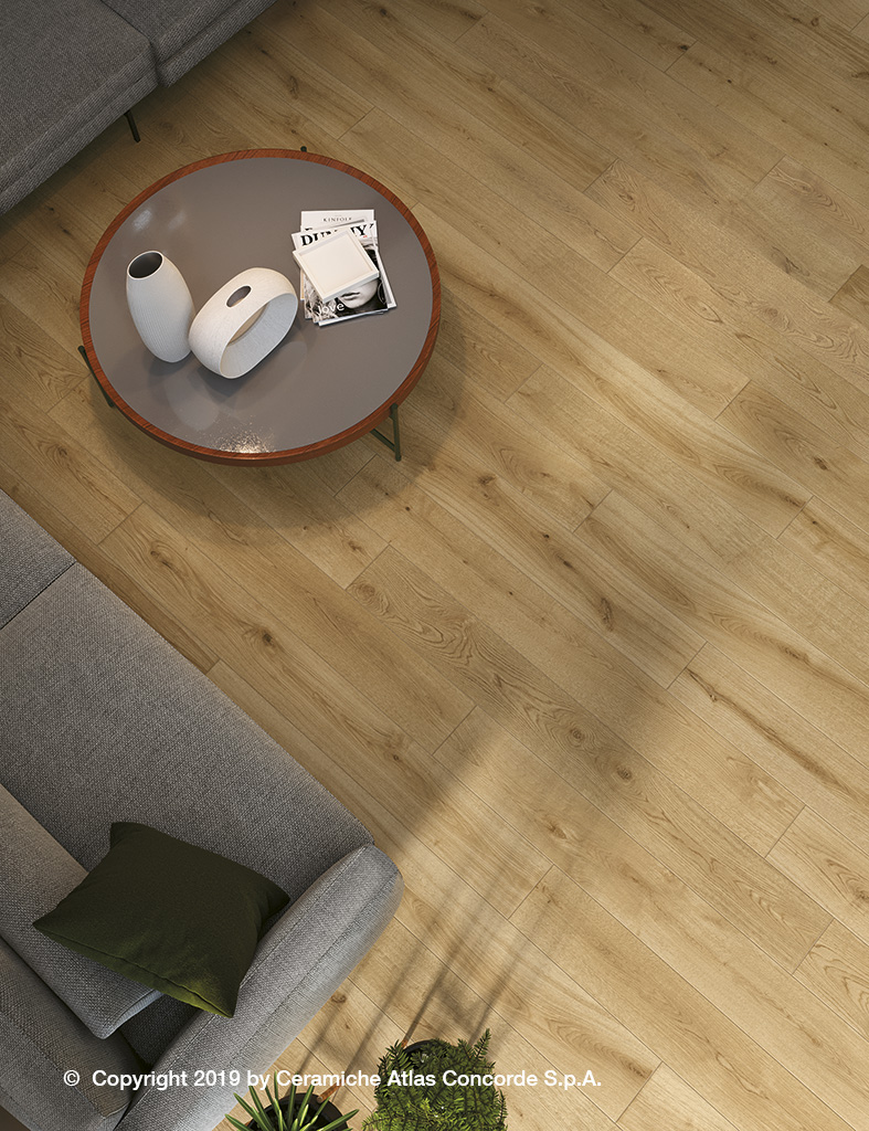 Fliese Holzoptik Eiche hellbraun Exence Almond Atlas Concorde