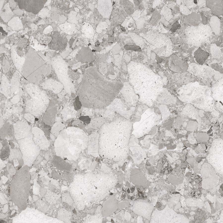 Fliese Terrazzo-Steinoptik grau matt 60x60 cm "Venistone Grey" rektifiziert