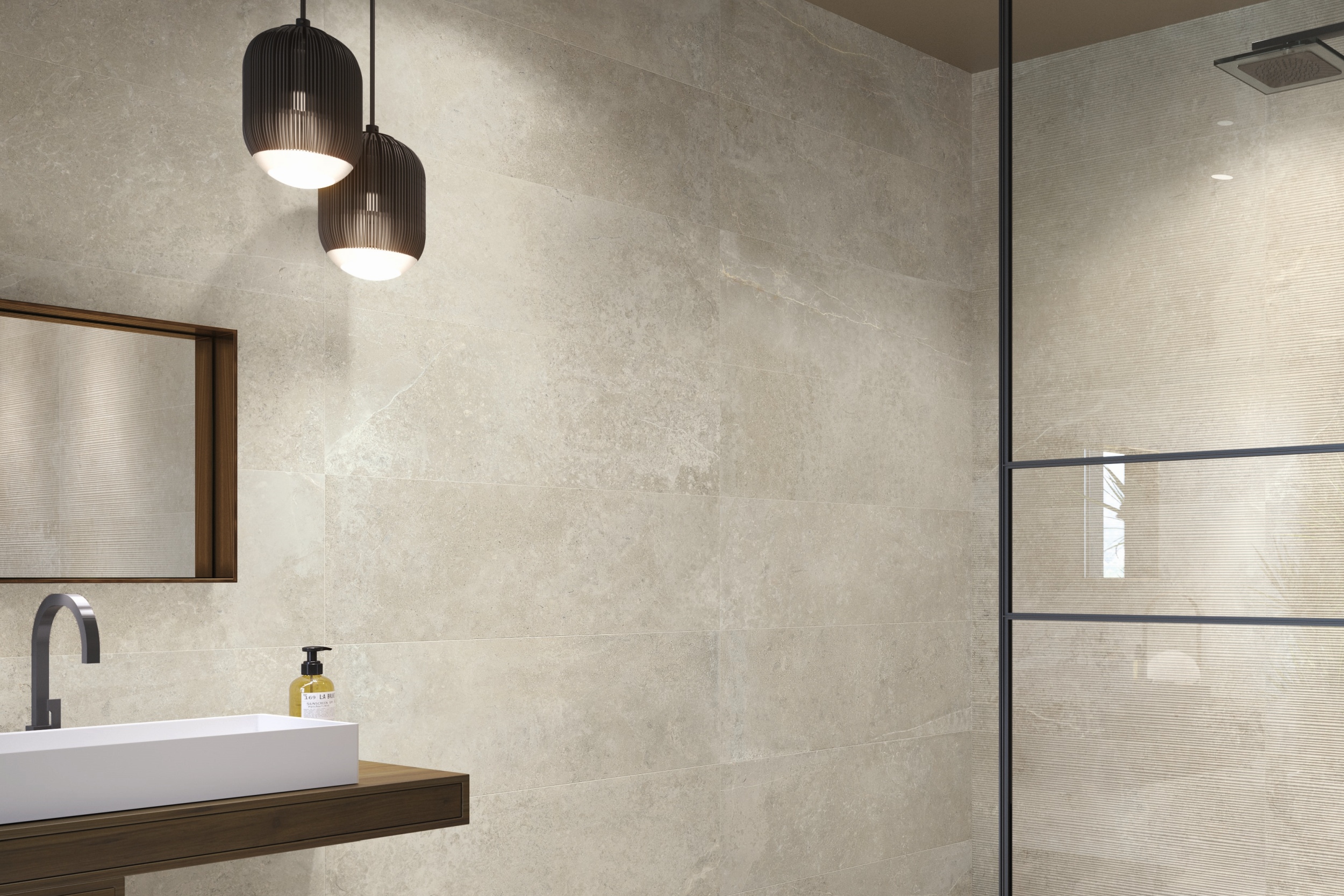 Wandfliese Steinoptik Zermatt Beige 30x90 cm Fliese für Badezimmer