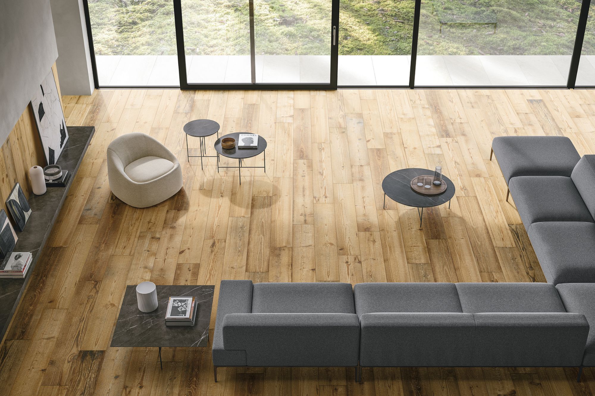 Fliese Holzoptik rustikal gold 25x150 cm "Cortina Honey" rektifiziert