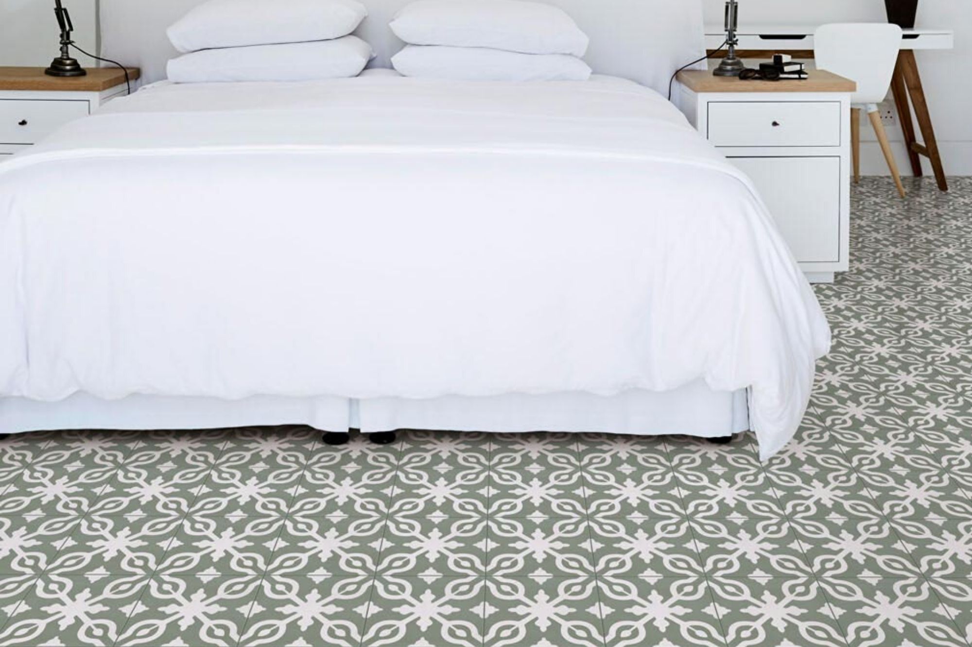 Fliese Patchwork Dekor Zementoptik grün weiß Contrasti Tappeto 9 Ragno by Marazzi