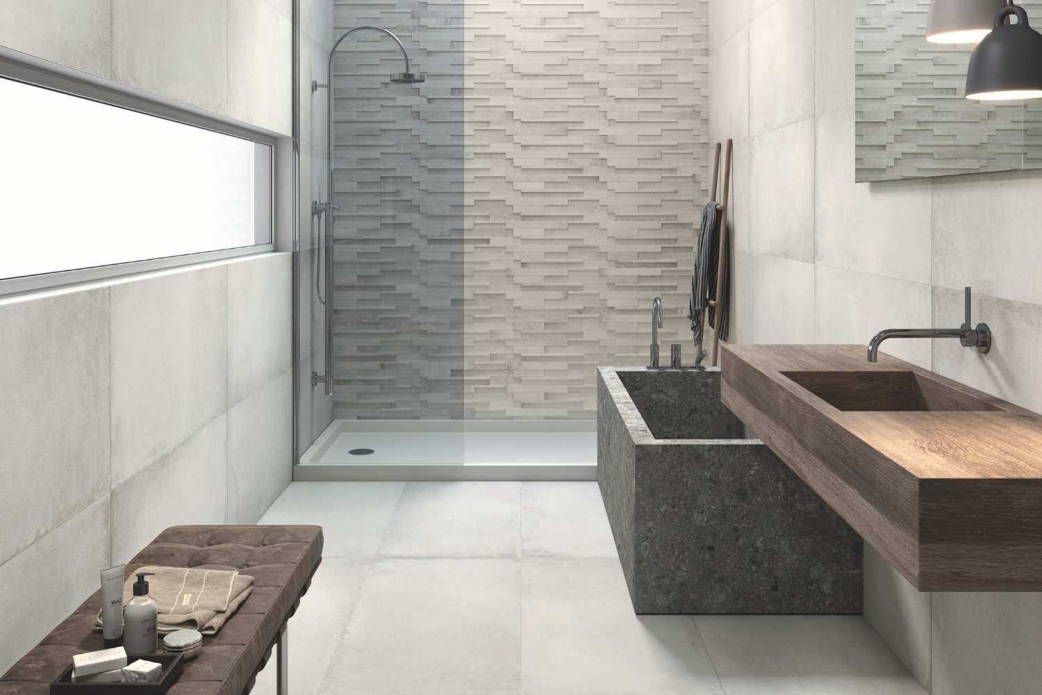 Fliese Betonoptik weiß matt "Gravity Light" Feinsteinzeug rektifiziert