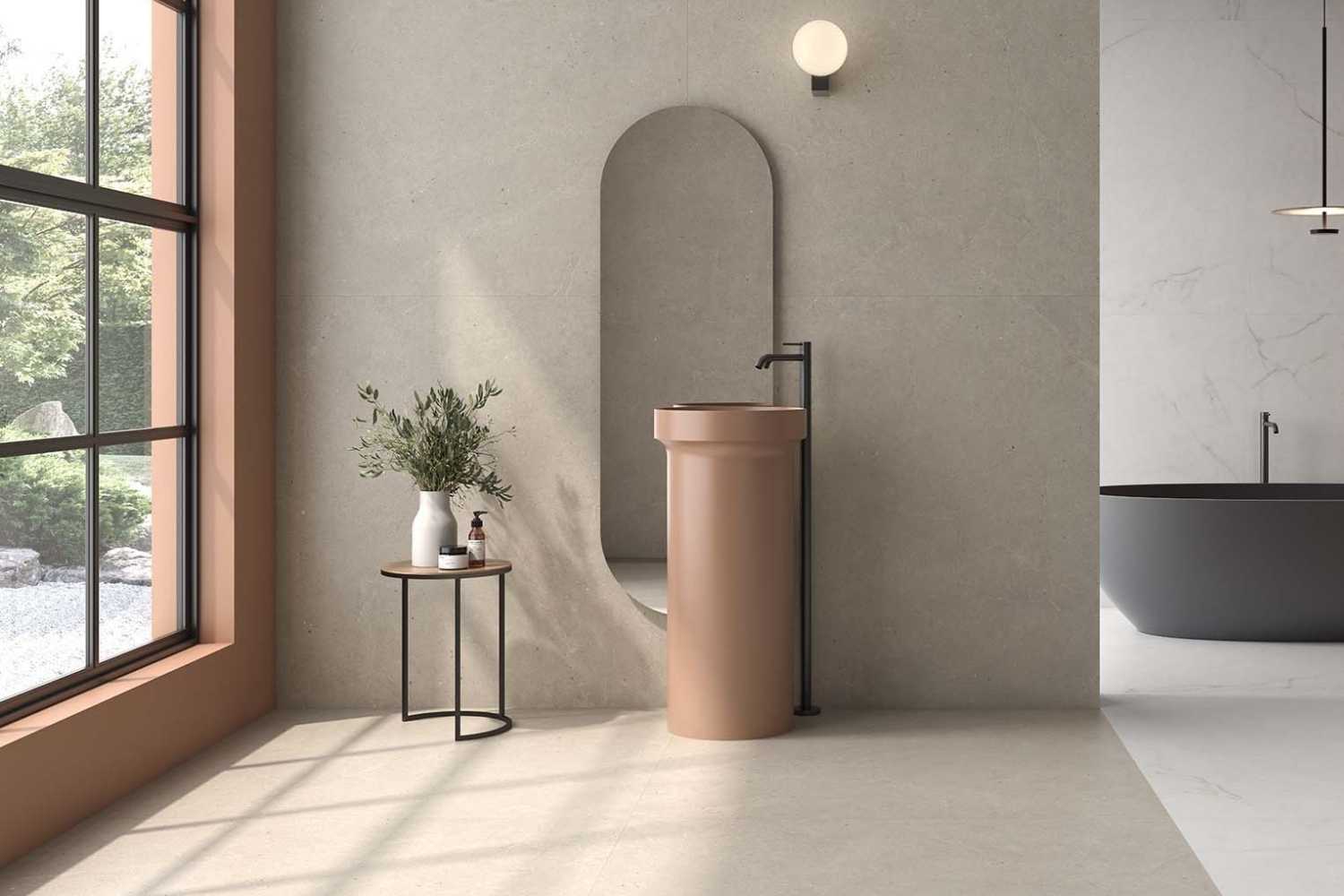 Fliese Kalkstein-Optik braun matt "Serenna Mud" Feinsteinzeug rektifiziert