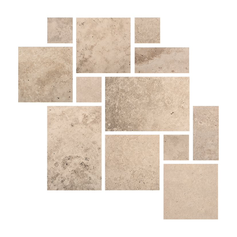 Fliese Römischer Verband Steinoptik Terracotta Multiformat-Modul "In Falda Pietra Di Rapolano"