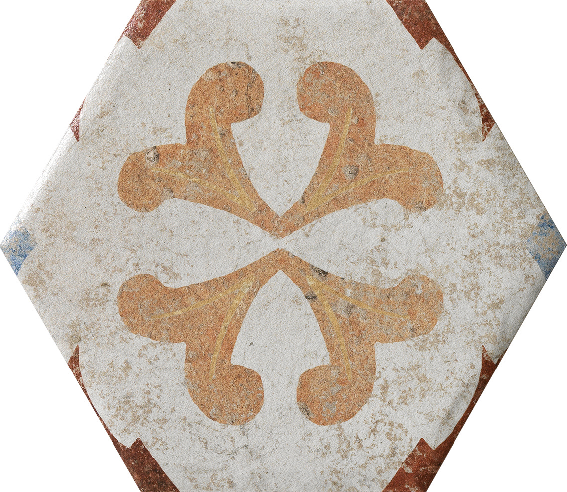 Fliese Dekor Hexagon "Cotto del Campiano Emiliane Mix" 15,8x18,3cm CIR (Farbmischung nach Zufall)