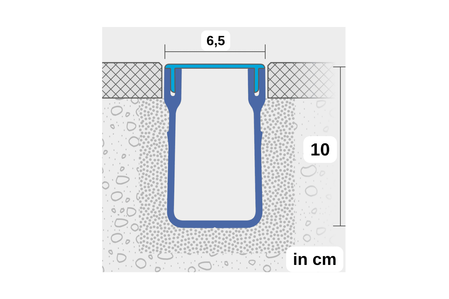 Entwässerungsschiene für Terrassen U-Drain Pro eloxiert, silber, L:100 cm, B: 6,5 cm H:10 cm