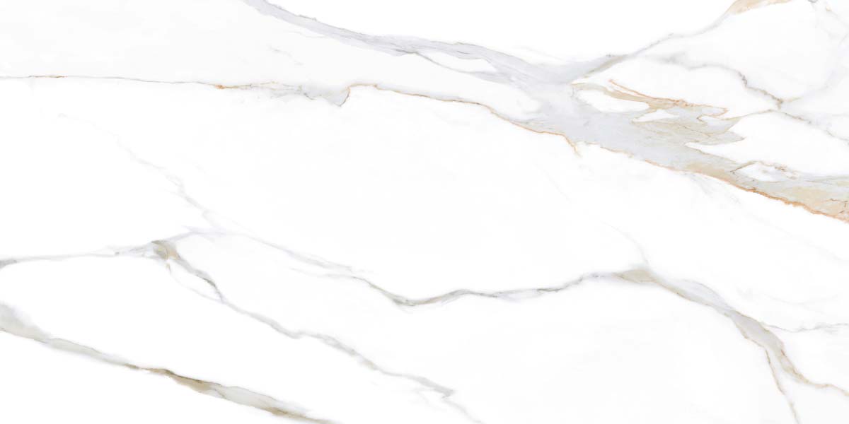Fliese Marmoroptik weiß gold 60x120 cm marmoriert "Aurora Gold" matt rektifiziert