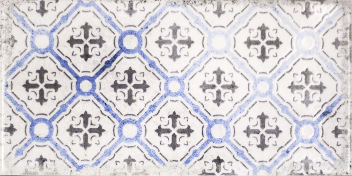 Dekorfliese Mix mediterran Retro Vintage blau glänzend Vita Mare Decor Mix Fabresa