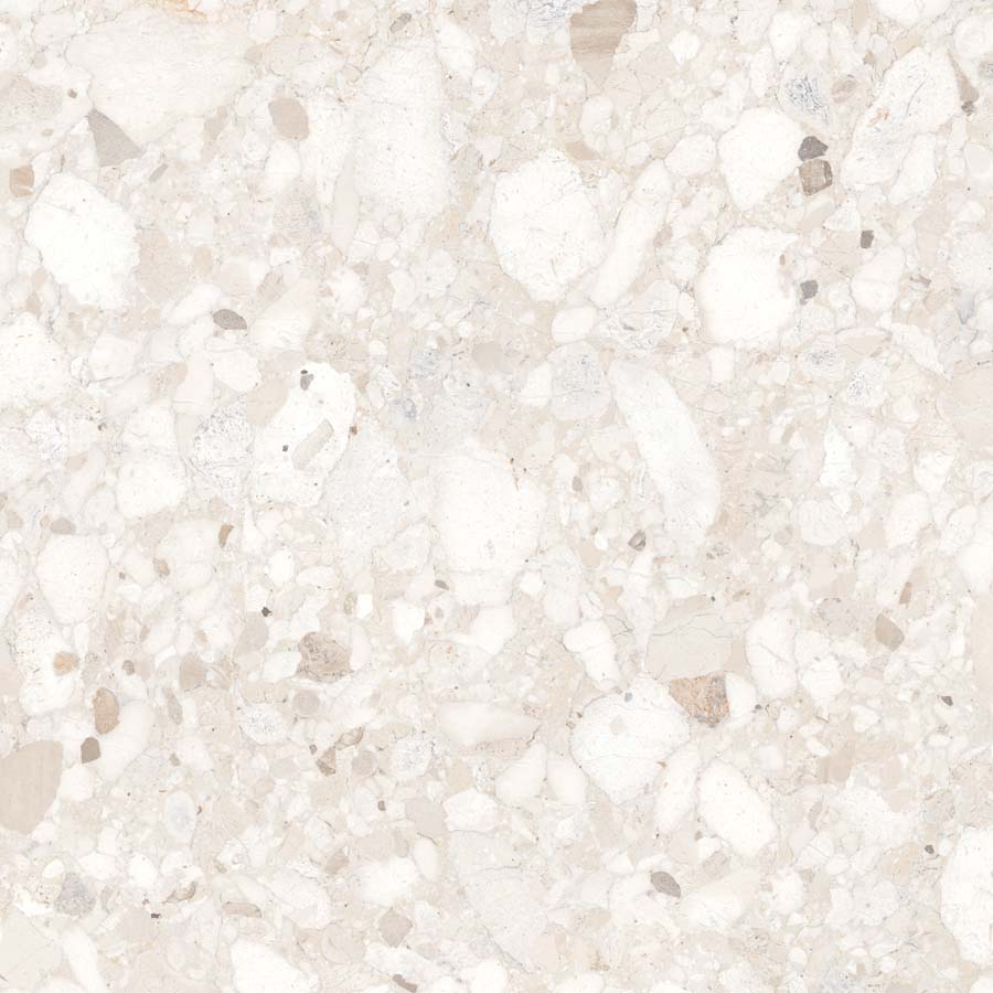 Fliese Terrazzo-Steinoptik creme matt 120x120 cm "Veni Ivory" rektifiziert
