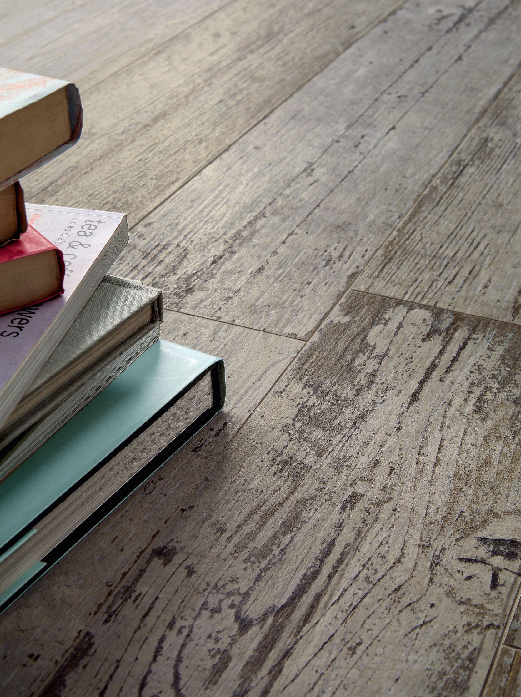 Fliese Vintage Holzoptik Blendart Grey Sant Agostino 15x120 cm Bodenfliese rustikal Scrapwood hellgrau