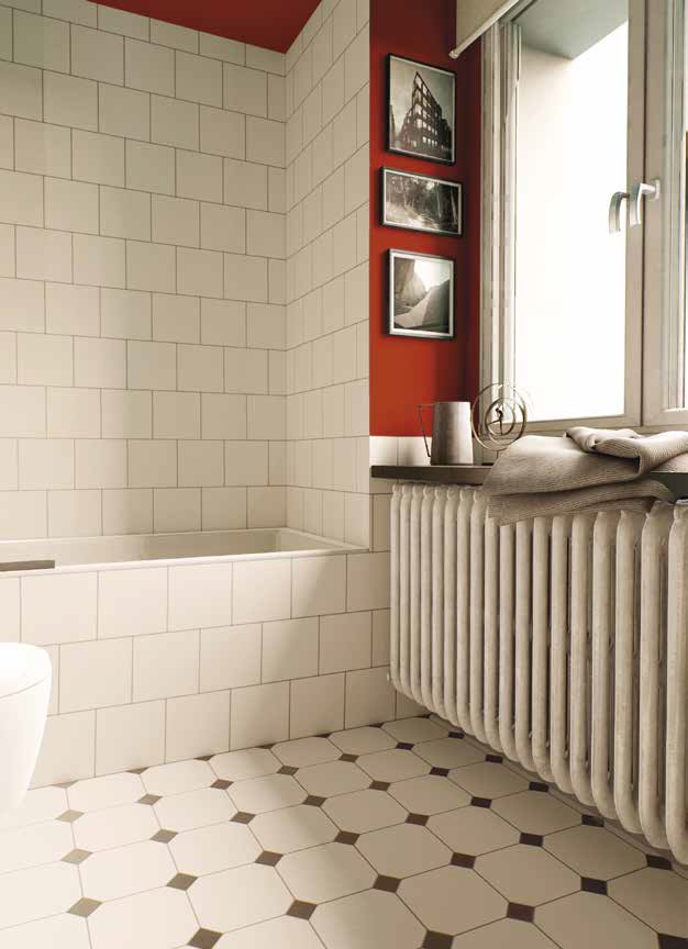 Fliese Achteck weiß matt 20x20cm Oktagon Ottagono glasiertes Feinsteinzeug