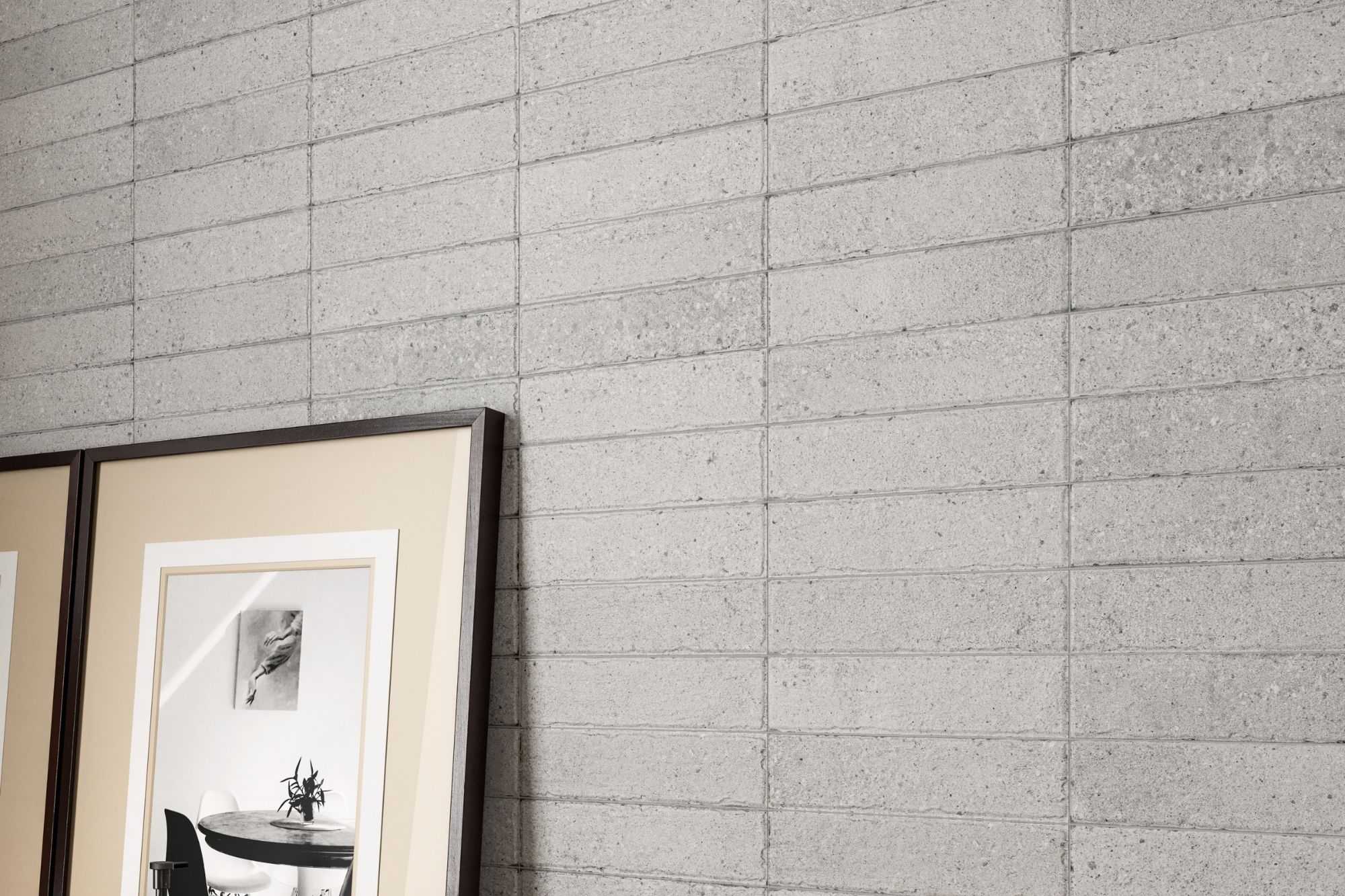 Fliese glasiert unregelmäßige Oberfläche "Tetris Block Pearl"  hellgrau matt 5x20cm