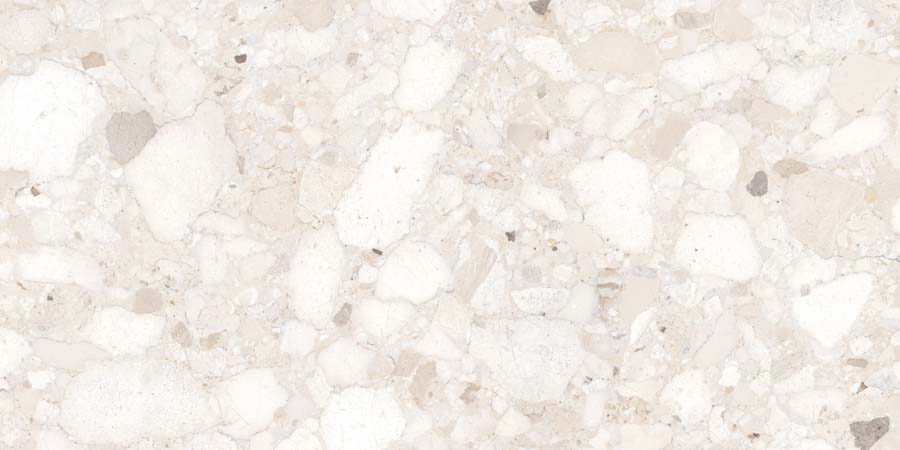 Terrassenplatte Terrazzo-Steinoptik creme 60x120 cm "Venistone Ivory" Feinsteinzeug 2 cm rektifiziert