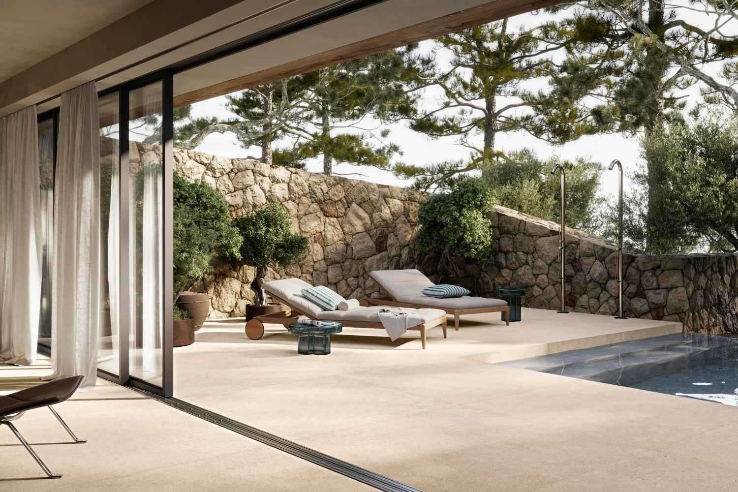 Fliese Natursteinoptik hellbeige"Duo Back Desert" Steinoptik rektifiziert