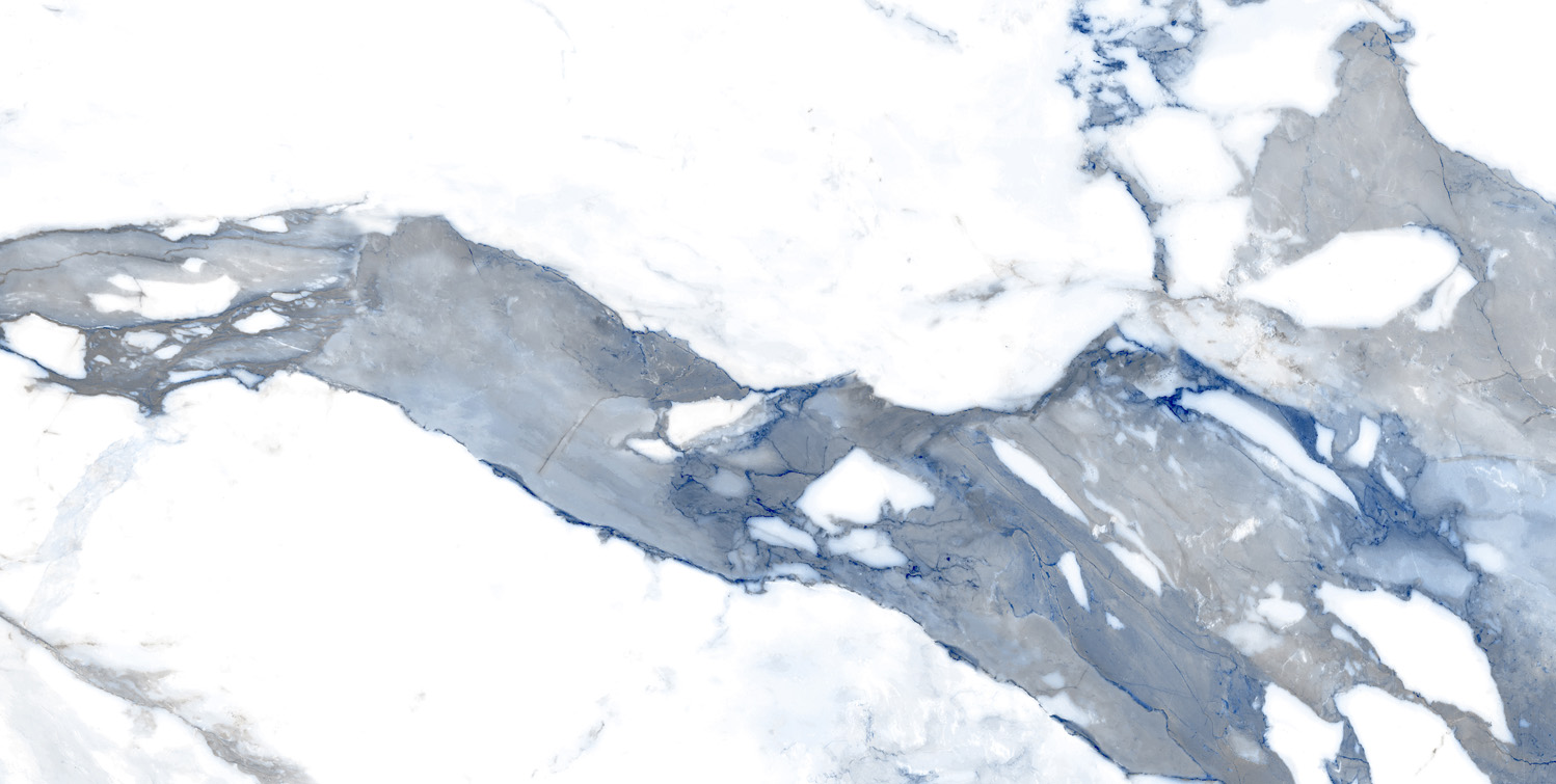 Fliese blau marmoriert Paonazzetto-Marmor-Optik poliert kalibriert Crash Blue