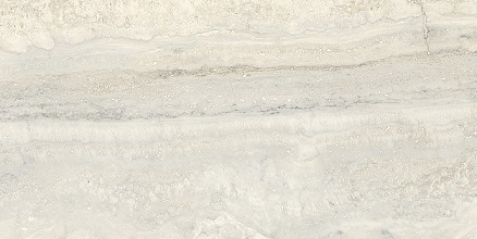 Fliese glamouröse Travertin-Steinoptik hellgrau glänzend 30x60 cm "Invictus Pearl Krystal" rektifiziert