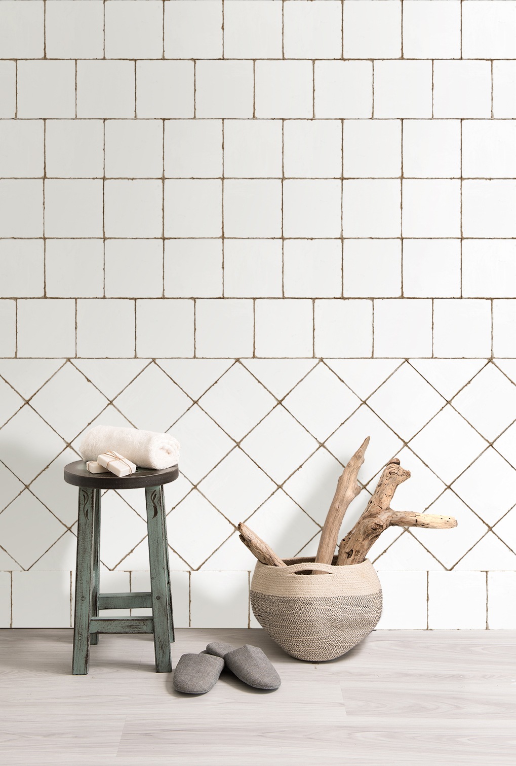 Antike Wandfliese antik weiß Forli Blanco Shbaby Landhaus-Fliese  auf alt gemacht