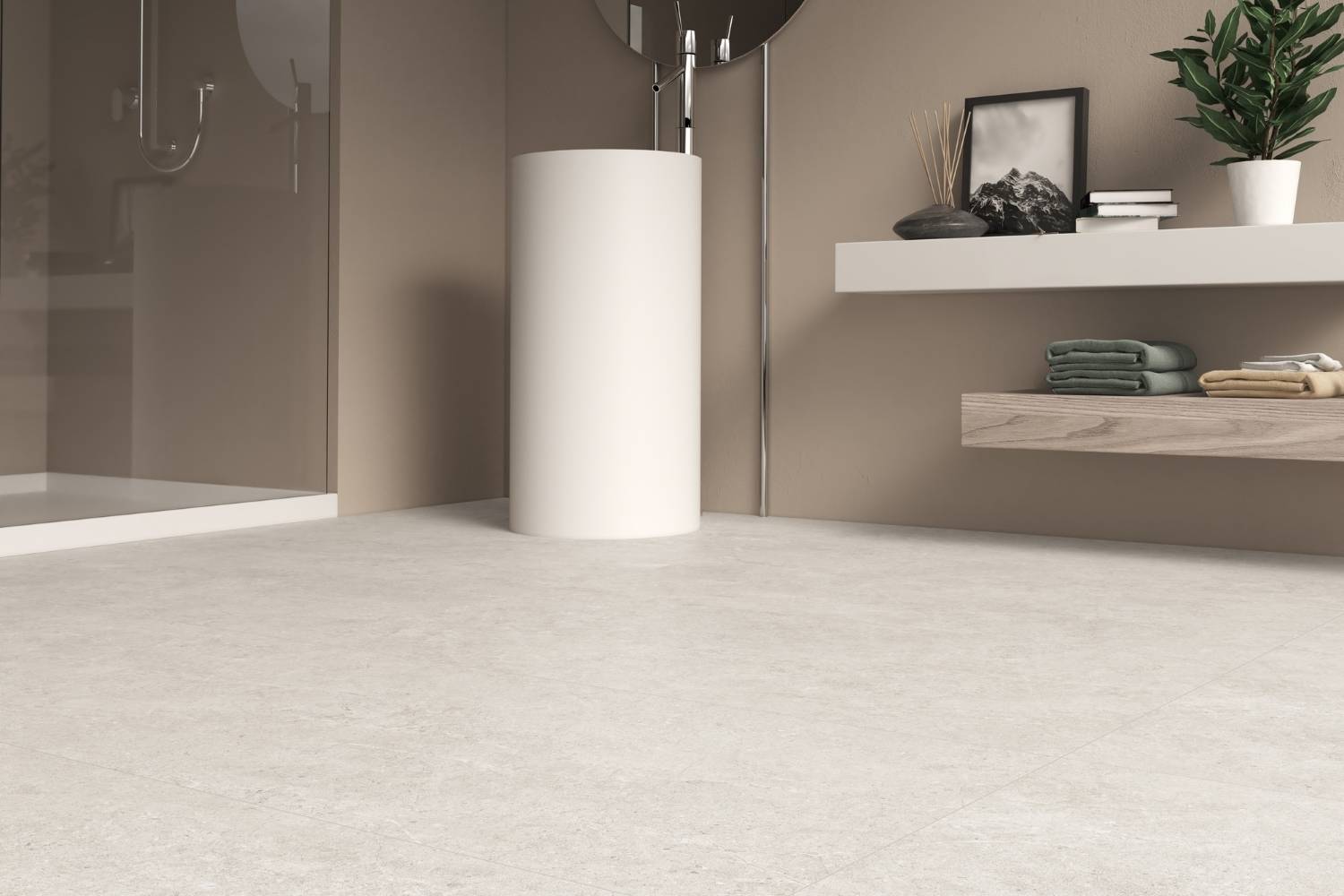 Fliese Steinoptik hellgrau poliert "Babilon Artic" Feinsteinzeug rektifiziert